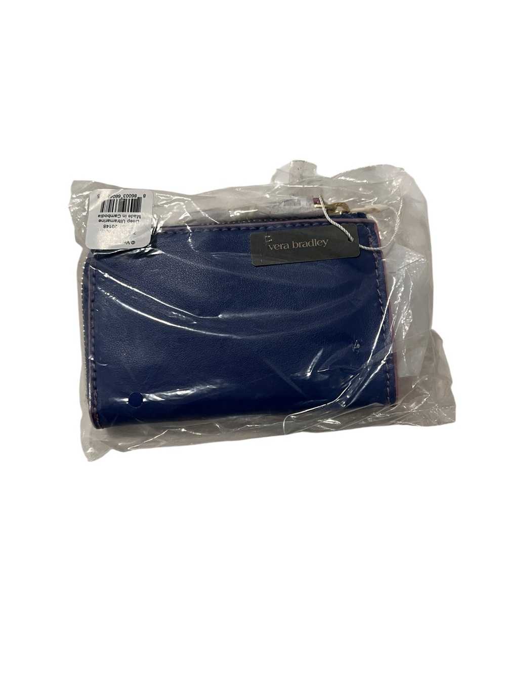 Vera Bradley Deep Ultramarine Blue Leather Zip Card Pouch Coin Purse NWT - Picture 5 of 5